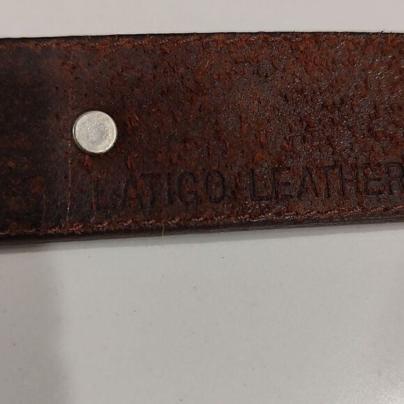 Latigo Brown Leather Belt with Silver Tone Accents Vintage Size 36 - Picture 6 of 11